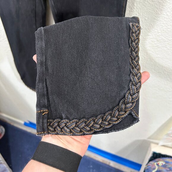 Lysse off Black Denim leggings with braided ankle detail size L - Picture 3 of 6